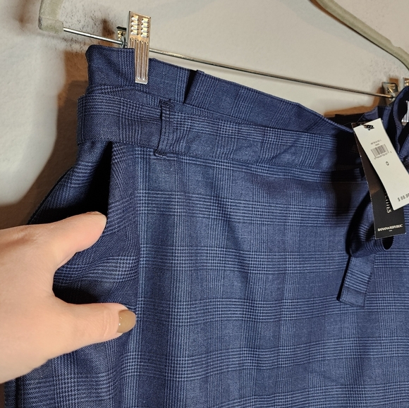 NWT Banana Republic Blue Plaid Pencil Midi Suit Skirt Removable Belt Pocket Sz 0 - Picture 2 of 15